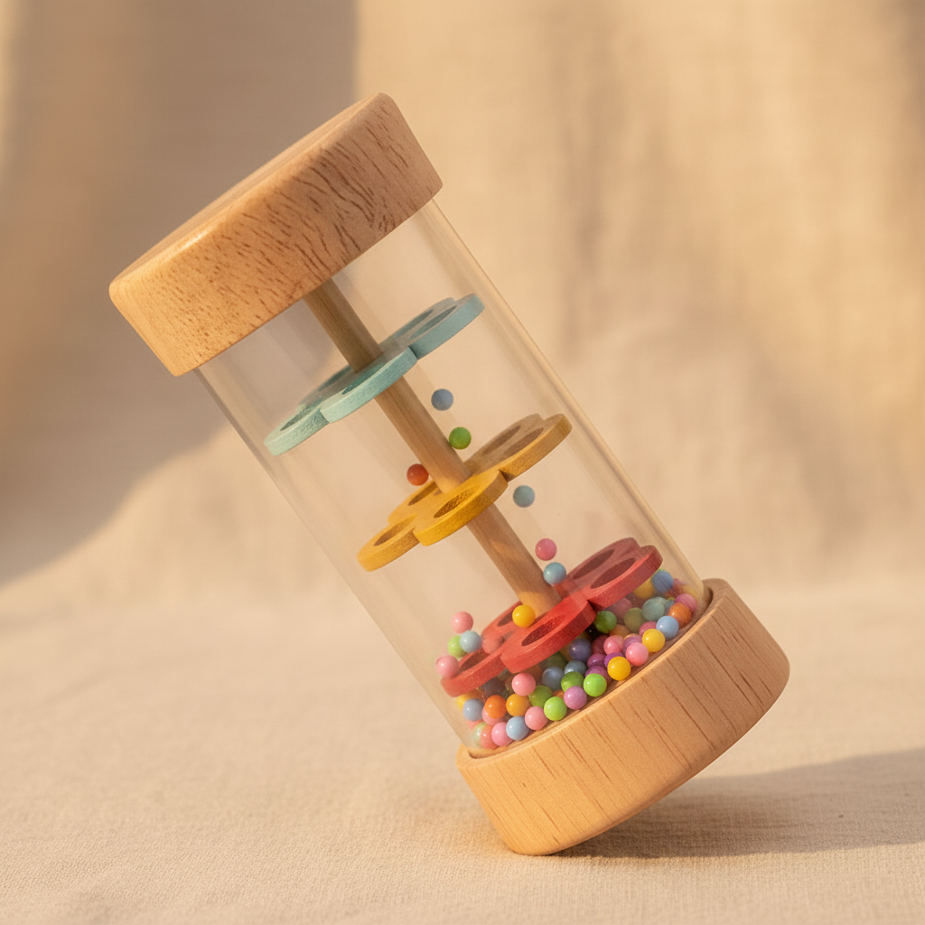 Bâton de Pluie Montessori en Bois Naturel - Jouet Sensoriel Apaisant pour Bébé