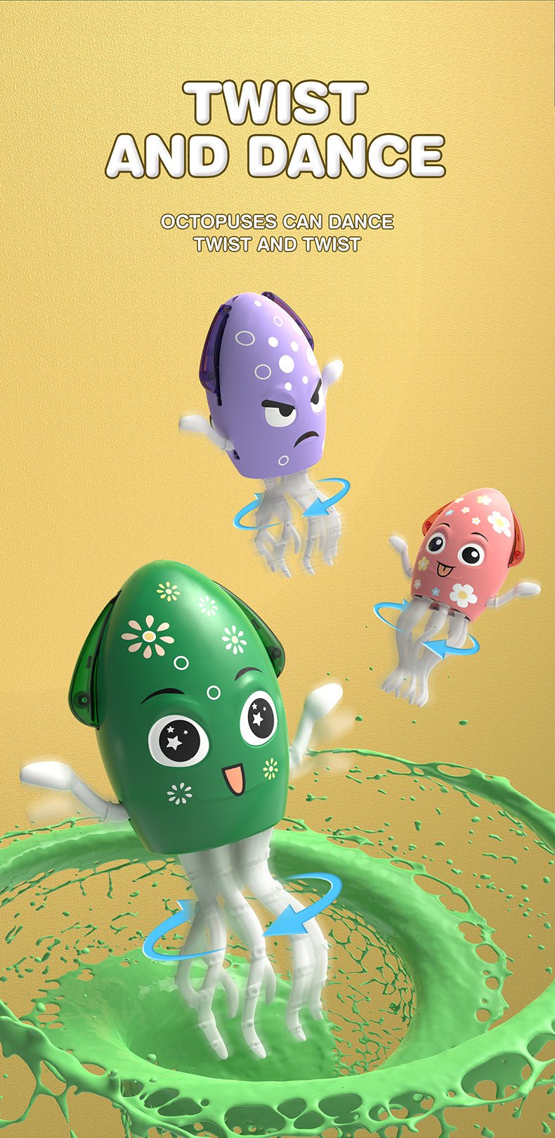 Poulpe dansant lumineux et musical pour bébé – Jouet interactif avec LED - Nid’Éveil
