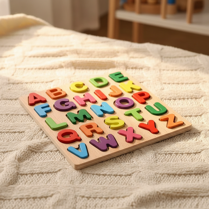 Puzzle éducatif en bois Alphabet et Chiffres – Apprentissage ludique et coloré pour enfants - Nid’Éveil