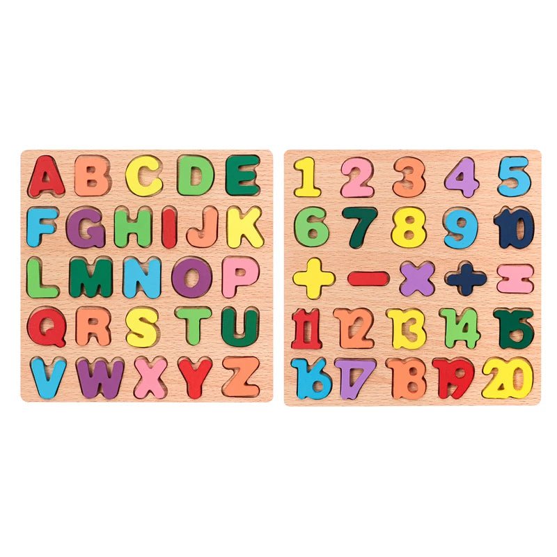 Puzzle éducatif en bois Alphabet et Chiffres – Apprentissage ludique et coloré pour enfants - Nid’Éveil