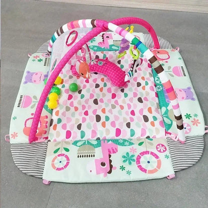 Tapis d’éveil bébé avec arche et jouets suspendus – Aire de jeu sensorielle colorée - Nid’Éveil