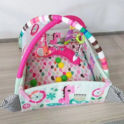 Tapis d’éveil bébé avec arche et jouets suspendus – Aire de jeu sensorielle colorée - Nid’Éveil