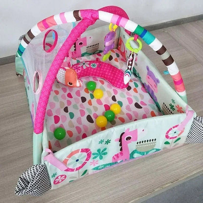 Tapis d’éveil bébé avec arche et jouets suspendus – Aire de jeu sensorielle colorée - Nid’Éveil