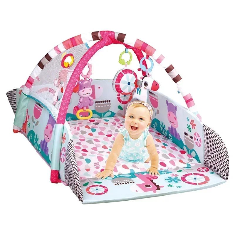 Tapis d’éveil bébé avec arche et jouets suspendus – Aire de jeu sensorielle colorée - Nid’Éveil
