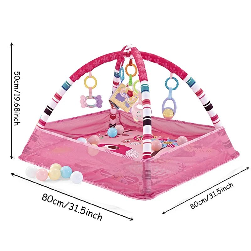 Tapis d’éveil évolutif avec arches et jouets suspendus – Aire de jeu bébé sans balles - Nid’Éveil