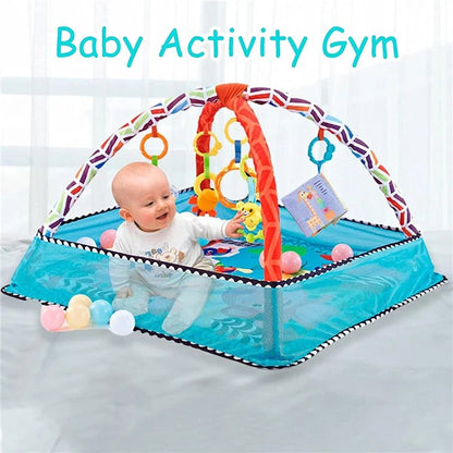 Tapis d’éveil évolutif avec arches et jouets suspendus – Aire de jeu bébé sans balles - Nid’Éveil
