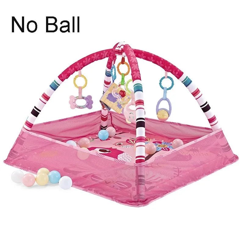Tapis d’éveil évolutif avec arches et jouets suspendus – Aire de jeu bébé sans balles - Nid’Éveil