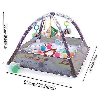 Tapis d’éveil évolutif avec arches et jouets suspendus – Aire de jeu bébé sans balles - Nid’Éveil