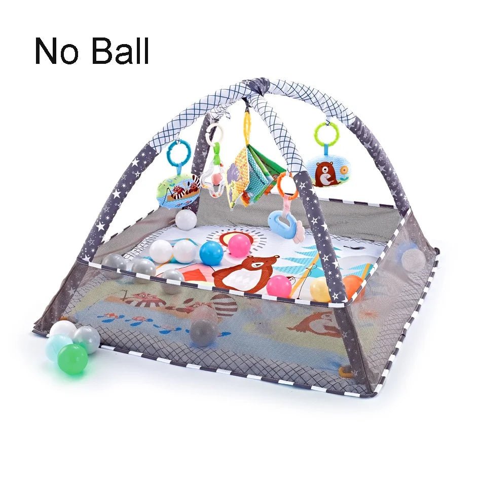 Tapis d’éveil évolutif avec arches et jouets suspendus – Aire de jeu bébé sans balles - Nid’Éveil