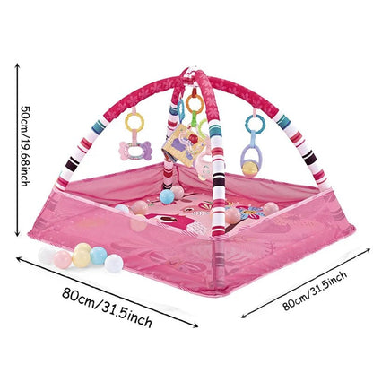 Tapis d’éveil évolutif avec arches et jouets suspendus – Aire de jeu bébé sans balles - Nid’Éveil