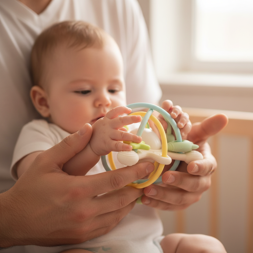 Jouet d'éveil Montessori pour bébé - Hochet anneau de dentition sans BPA