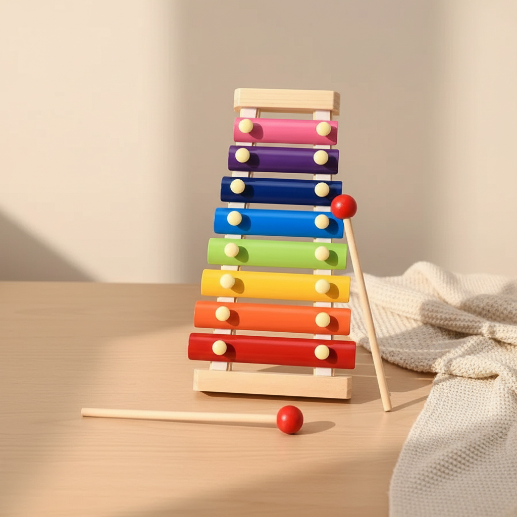 Xylophone Éveil Bébé en Bois Arc - en - Ciel – Jouet Musical Éducatif et Sensoriel - Nid’Éveil